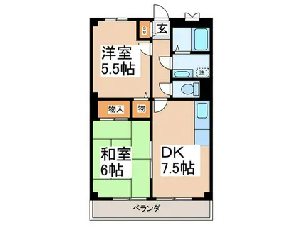 アミューレット太子(2DK/3階)の間取り写真