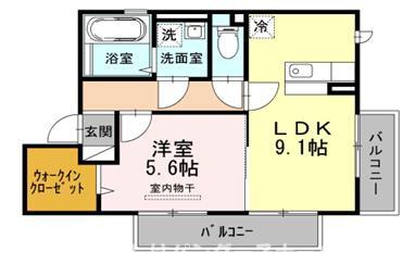 アズール(1LDK/2階)の間取り写真
