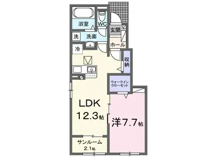 高松町アパートB(1LDK/1階)の間取り写真