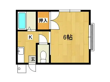 ヒルズ泉(1K/2階)の間取り写真