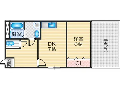 サンライズ摂津(1LDK/1階)の間取り写真
