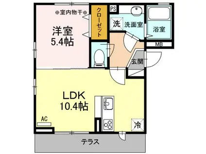 コーポ盛/コーポ和コーポ和(1LDK/1階)の間取り写真