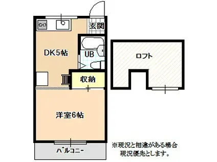 ハイツN(1DK/2階)の間取り写真