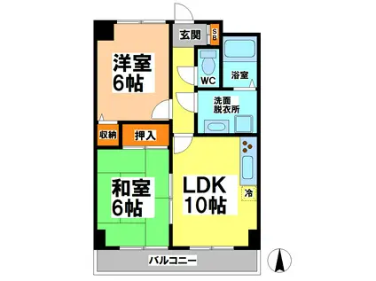 エクリーンミタカ(2LDK/6階)の間取り写真