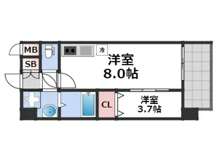 アプリーレ阿波座南(1LDK/3階)の間取り写真