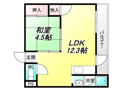 高橋マンション(1LDK/3階)の間取り写真