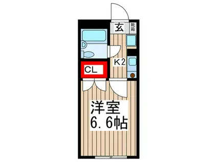 シティクレスト南浦和(1K/2階)の間取り写真