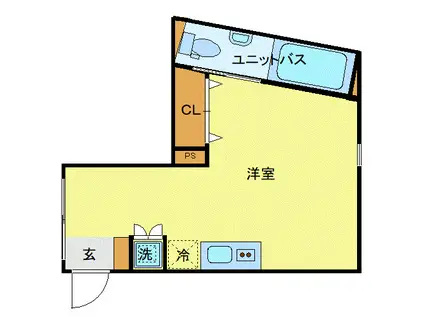 イースト RISE 由比ガ浜 B(ワンルーム/2階)の間取り写真