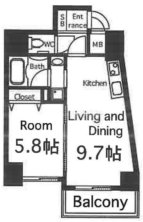 D-REST NAKANOSHIMA(1LDK/7階)の間取り写真