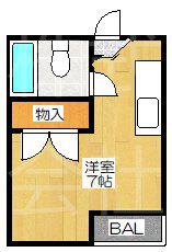 プレアール勧修寺(ワンルーム/1階)の間取り写真