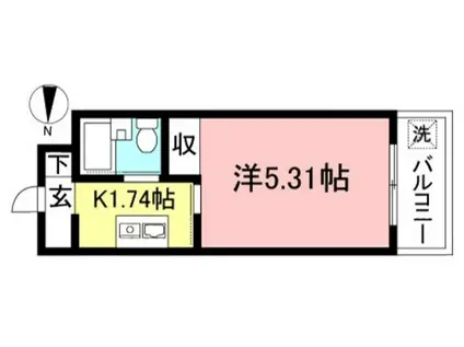 パールハイツ向ヶ丘(1K/1階)の間取り写真