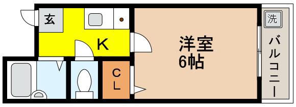フリックコート(1K/5階)の間取り写真