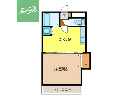 プライムハイツ中島(1DK/3階)の間取り写真