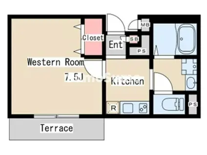 ルミエール下條(1K/2階)の間取り写真