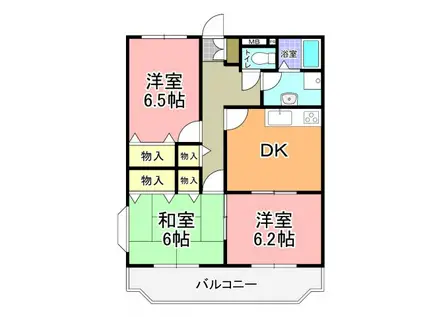 エムロード21 A棟(3DK/1階)の間取り写真