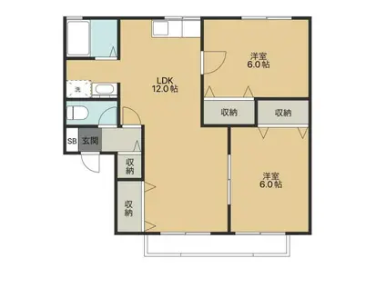 グリーン・ゼフィルス(2LDK/2階)の間取り写真