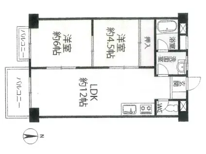 リバーサイド新淀ハイツ(2LDK/5階)の間取り写真
