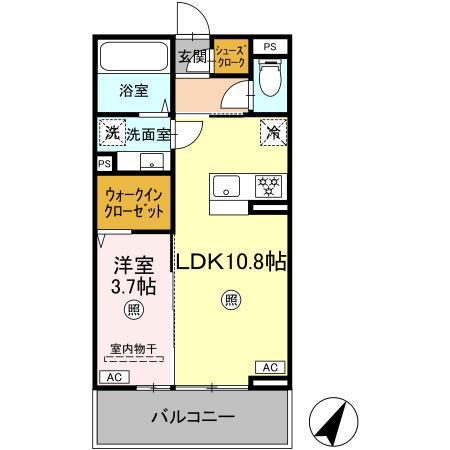 CREAS(1LDK/3階)の間取り写真