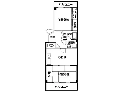 第一パールM住村(2DK/1階)の間取り写真
