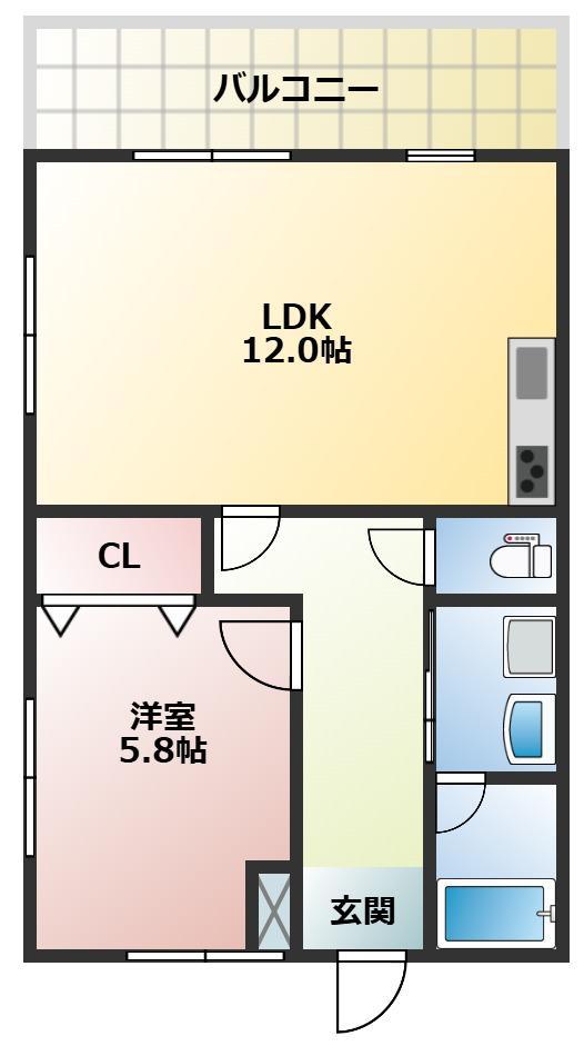 プラチナムII(1LDK/2階)の間取り写真
