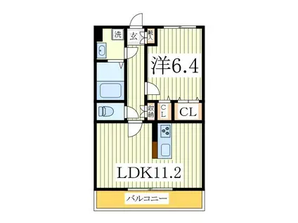 グリシーナおおたかIII(1LDK/1階)の間取り写真