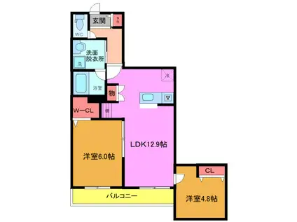 プレミアメゾン(2LDK/1階)の間取り写真