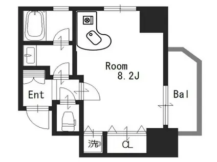 クレイドル上町II(ワンルーム/7階)の間取り写真