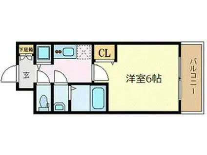 プレサンス新大阪ザシティ(1K/2階)の間取り写真