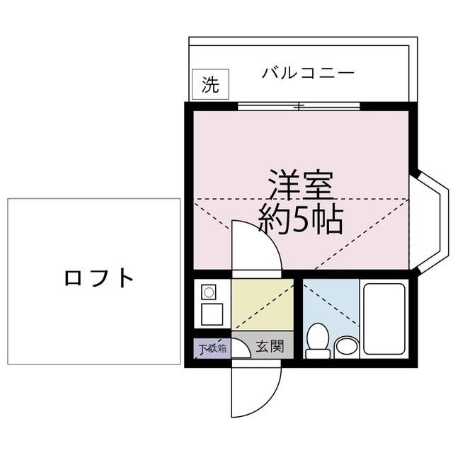 FLATーB(1K/2階)の間取り写真