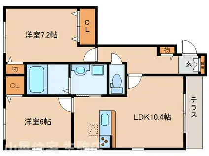マーベラスコートI(2LDK/1階)の間取り写真