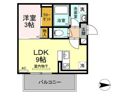 トレス城野貮番館(1LDK/2階)の間取り写真
