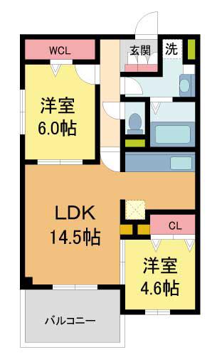 MAISON DE 青木(2LDK/2階)の間取り写真