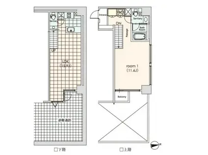 カスタリア芝公園(1LDK/1階)の間取り写真
