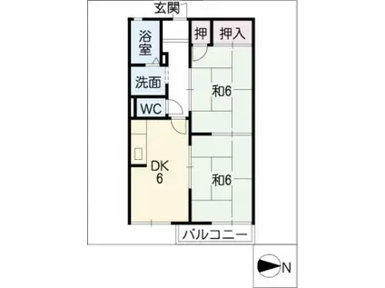 コーポ安濃C棟(2DK/2階)の間取り写真