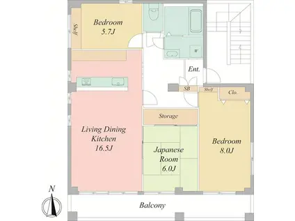 スカイプラザ中野(3LDK/5階)の間取り写真
