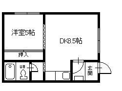 コーポ松(1DK/1階)の間取り写真