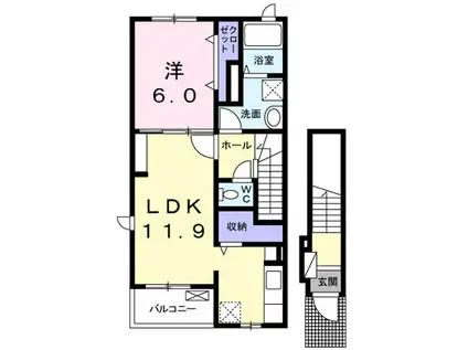 メゾン ド ベル(1LDK/2階)の間取り写真