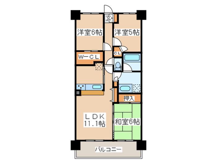 エンゼルソルスイート海老名(3LDK/2階)の間取り写真