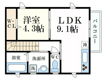 サンピース(1LDK/2階)の間取り写真