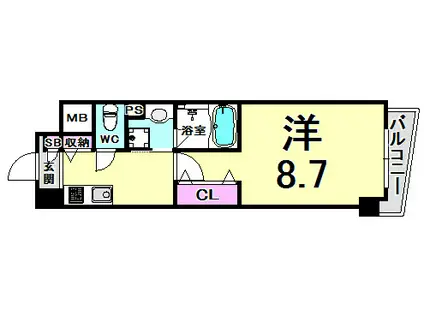 アプリーレ三宮磯上公園(1K/6階)の間取り写真