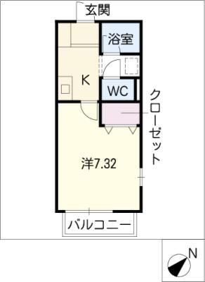 グレイス東磯山(1K/2階)の間取り写真