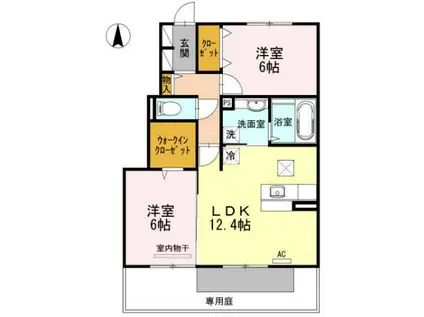 ヴィラコートII(2LDK/1階)の間取り写真