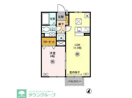 ローズパレス(1LDK/1階)の間取り写真