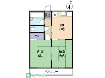 ファザーランドホンムラ(2DK/2階)の間取り写真