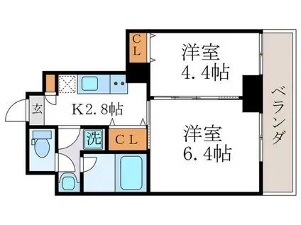 VIVIセムブラード(2K/4階)の間取り写真