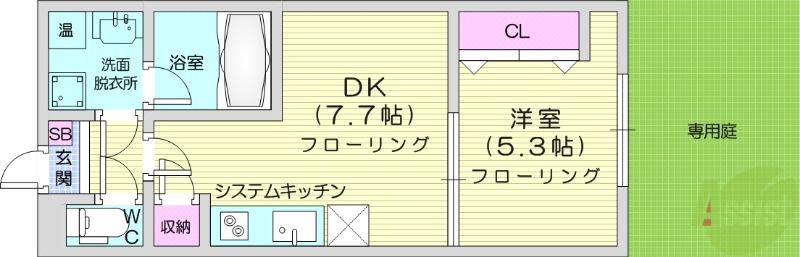 CASA TUTTI(1DK/1階)の間取り写真