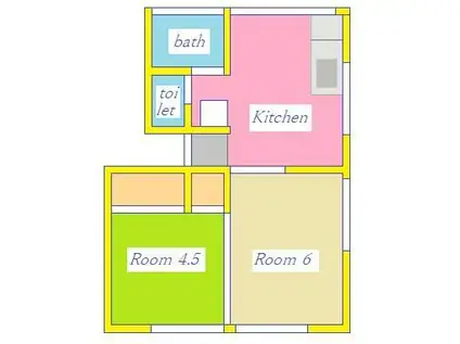 サンセットヒル(2K/1階)の間取り写真