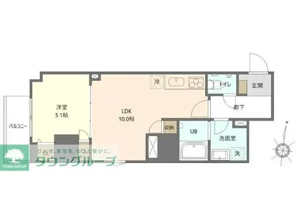 オークレジデンス亀沢(1LDK/3階)の間取り写真