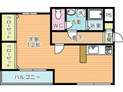 セジュール三萩野(ワンルーム/3階)の間取り写真