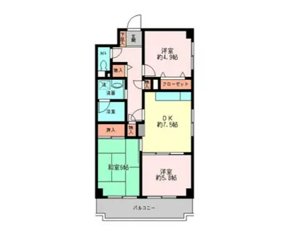 メゾンデフォンティーヌ(3DK/2階)の間取り写真